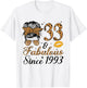 33 and Fabulous Since 1993 33rd Messy Bun Birthday T-Shirt - T-Shirt | White