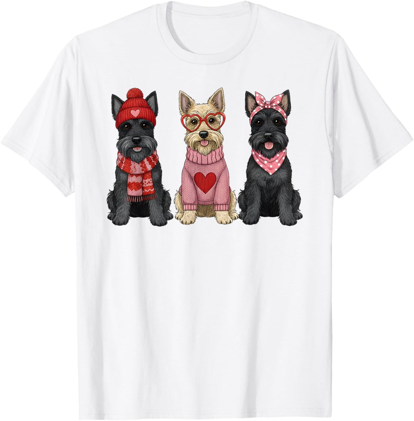 Cute Scottish Terrier Valentine Scottie Dog T-Shirt - T-Shirt | White
