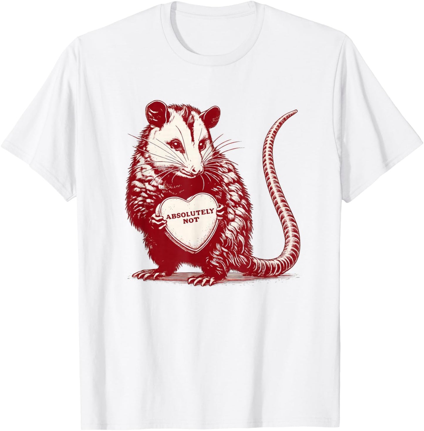 Absolutely Not Opossum Funny Valentine Animal Heart T-Shirt - T-Shirt | White