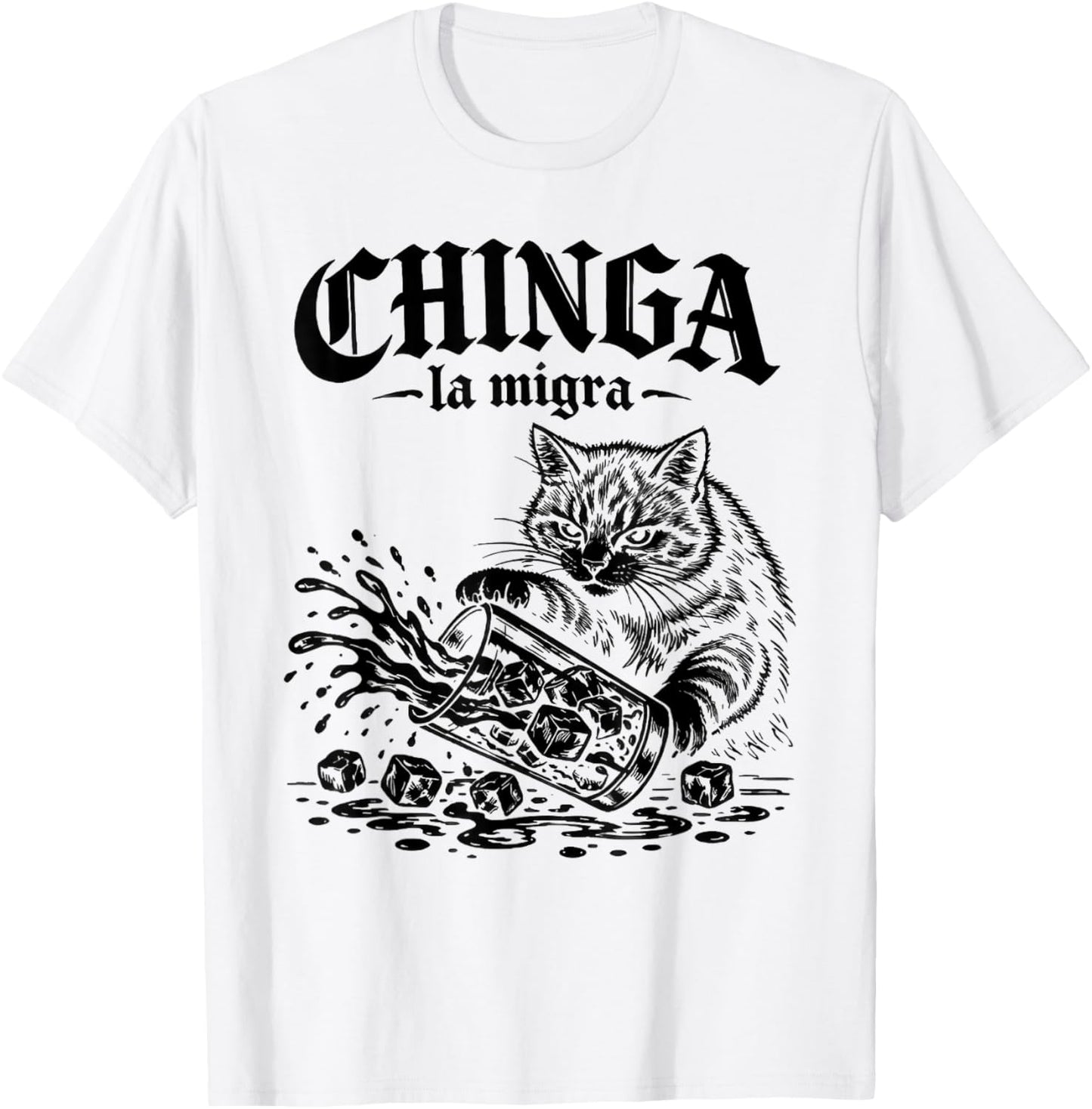 Vintage Chinga La Migra Cat Women T-Shirt - T-Shirt | White