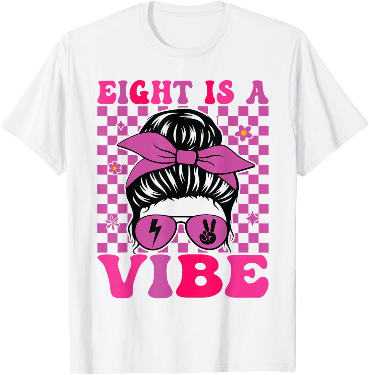 Eight is a Vibe 8th Birthday Girls Groovy 8 Years Old T-Shirt - T-Shirt | White