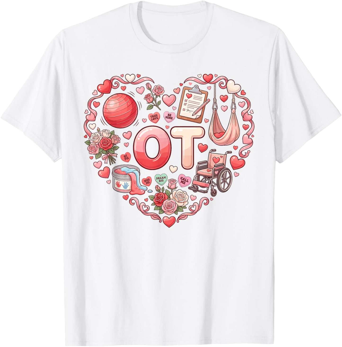 Groovy Occupational Therapy Valentines ot Conversation Heart T-Shirt - T-Shirt | White