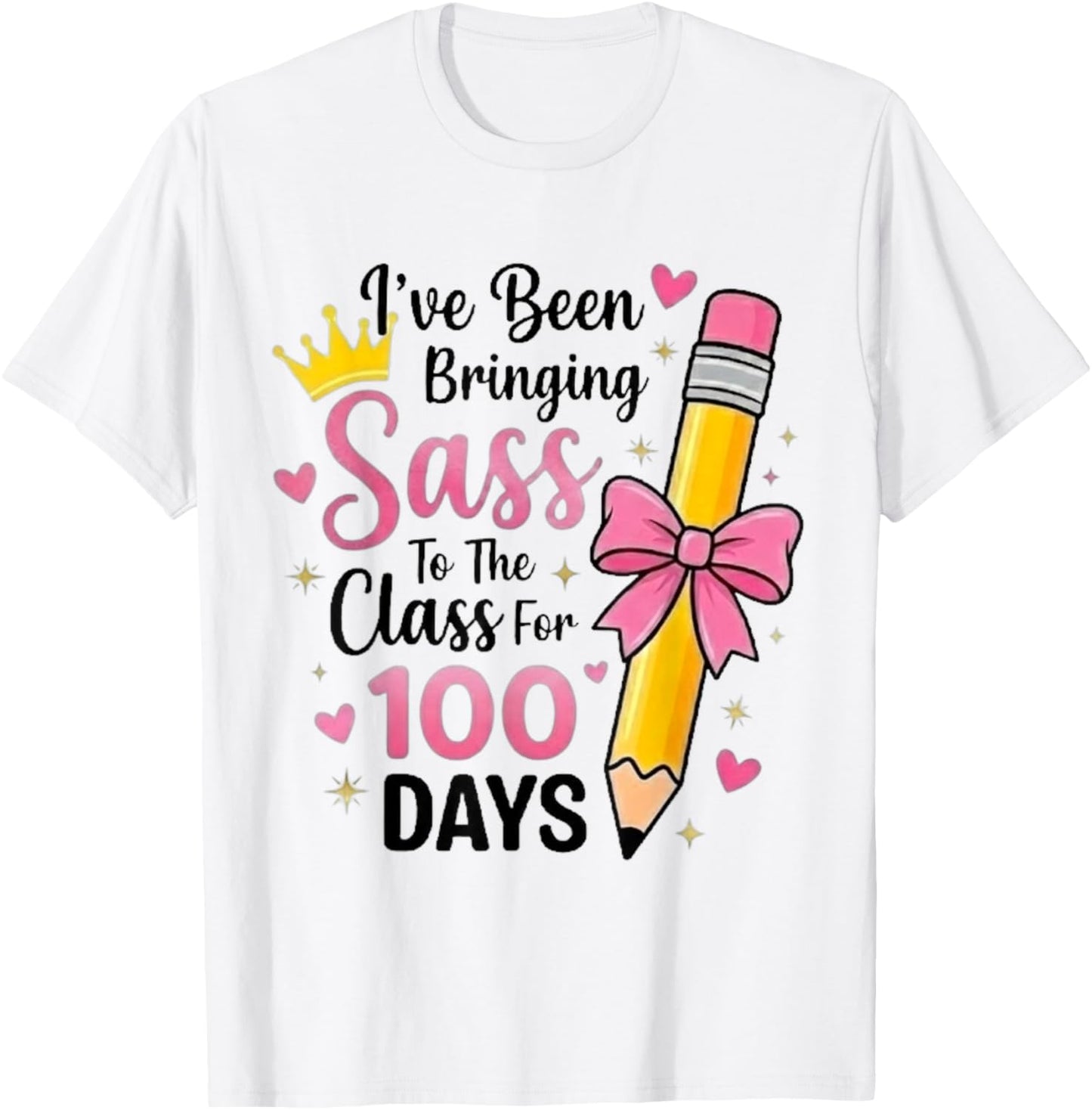 Bringing Sass to The Class for 100 Days of School Bow Girls T-Shirt - T-Shirt | White