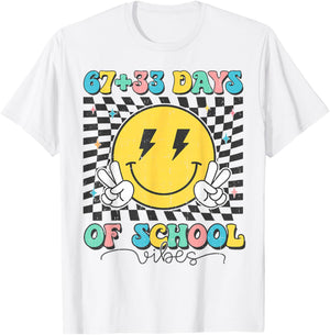 Retro Groovy 67 +33 Days of School 100th Day Kids Boys Girls T-Shirt - T-Shirt | White