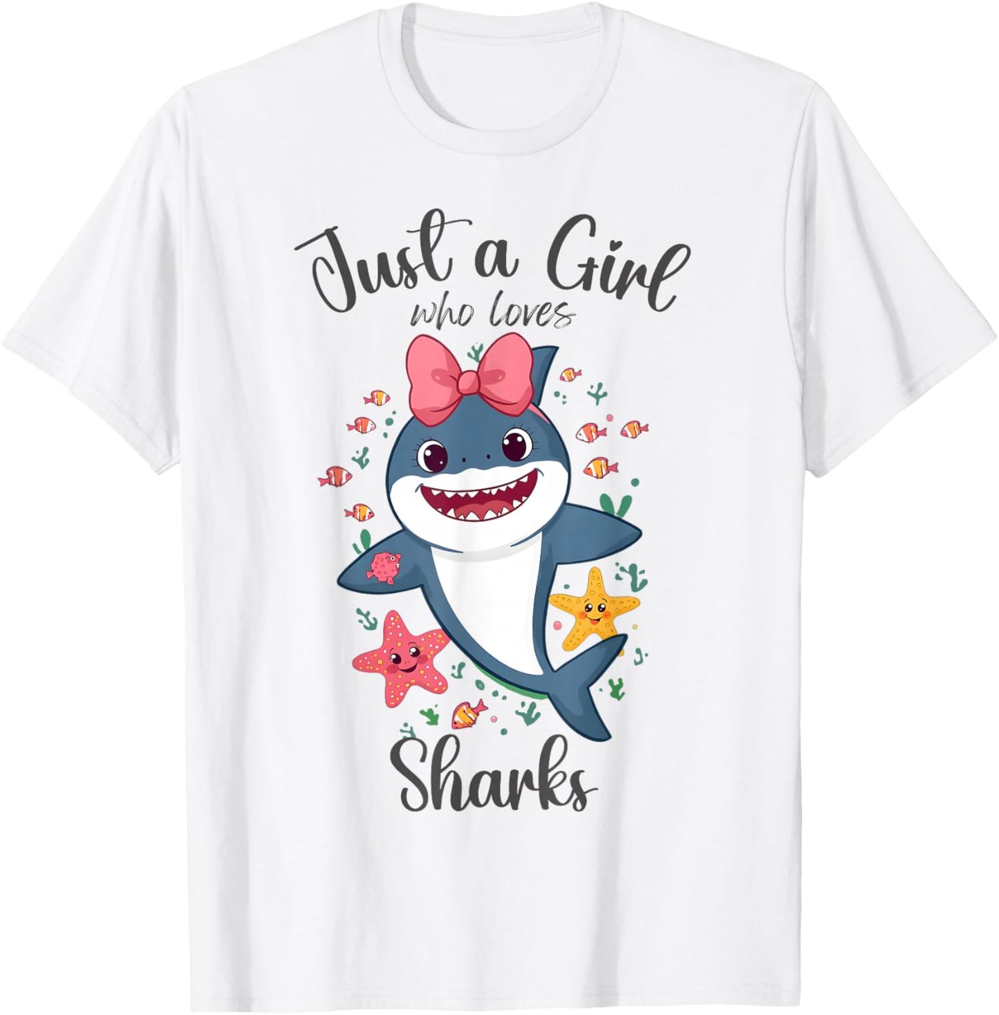 Just a Girl Who Loves Sharks Cute Coquette Bow Toddler Girls T-Shirt - T-Shirt | White