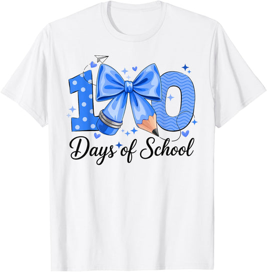 100 Days of School Coquette Bow 100th Day of School Boys T-Shirt - T-Shirt | White