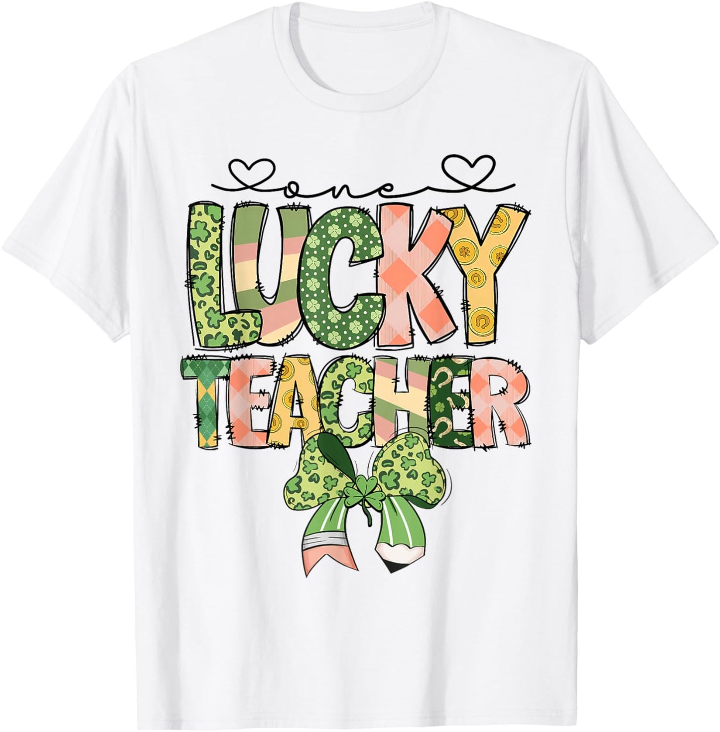 One Lucky Teacher St.Patrick's Day Shamrock Irish Ireland T-Shirt - T-Shirt | White