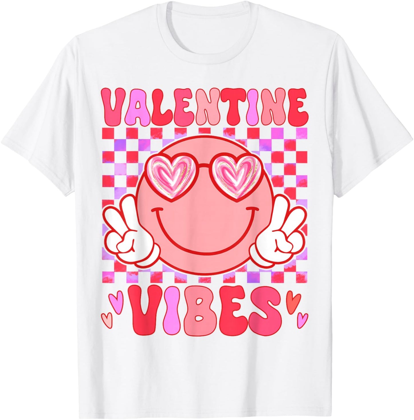 Preppy Valentine Vibes Girl Happy Valentines Day T-Shirt - T-Shirt | White
