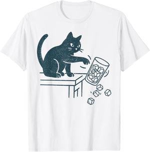Abolish ICE Funny Black Cat Pushing Ice Cat Meme Men Women T-Shirt - T-Shirt | White