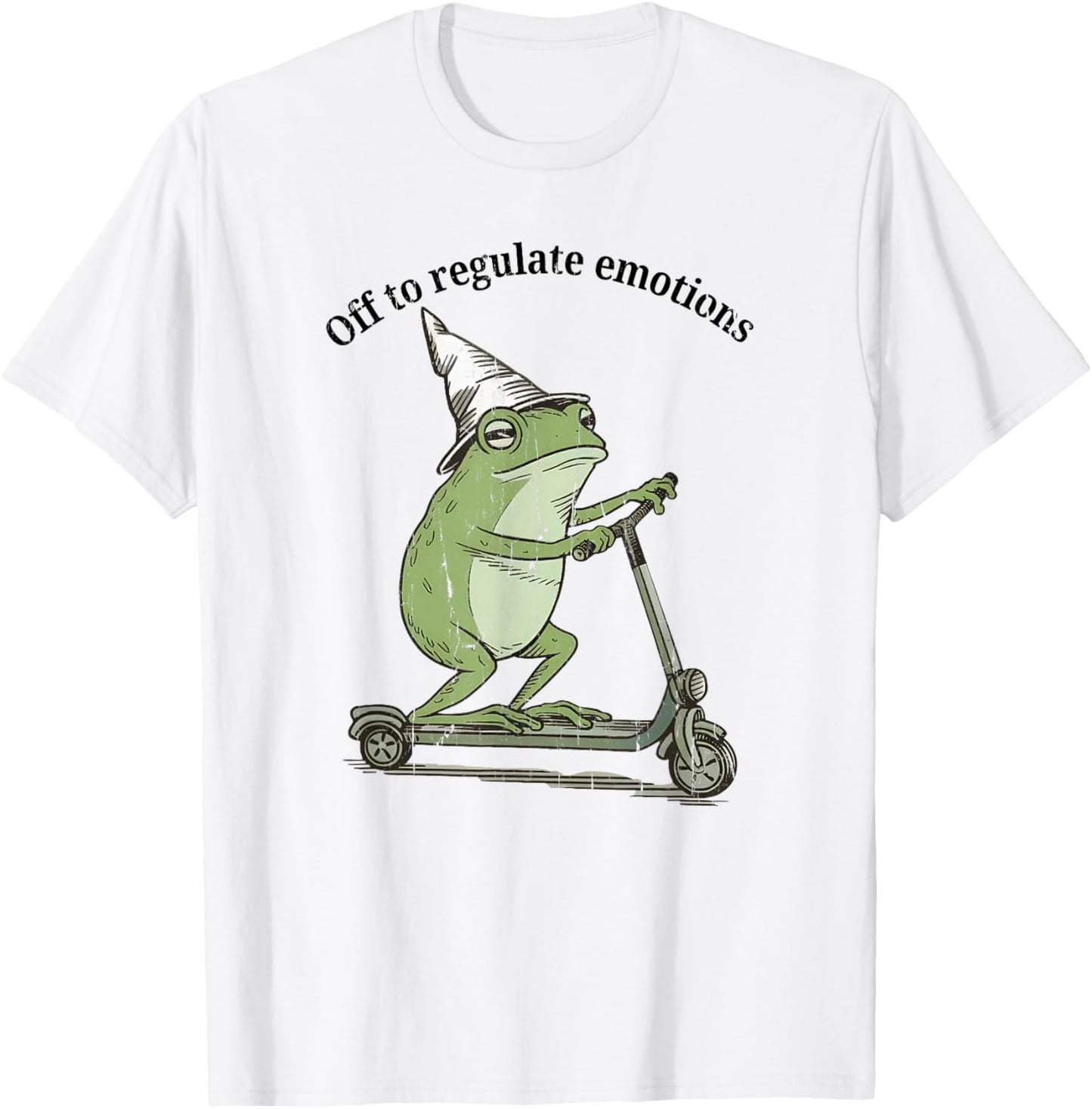 Off to Regulate Emotions, Mental Health, Funny Frog Scooter T-Shirt - T-Shirt | White