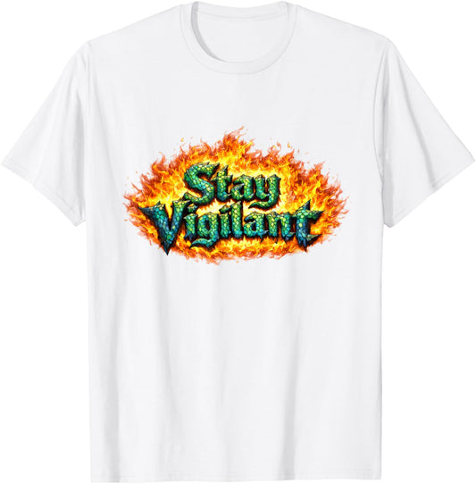 Stay Vigilant – The Original Fire-Dragon Emblem T-Shirt - T-Shirt | White