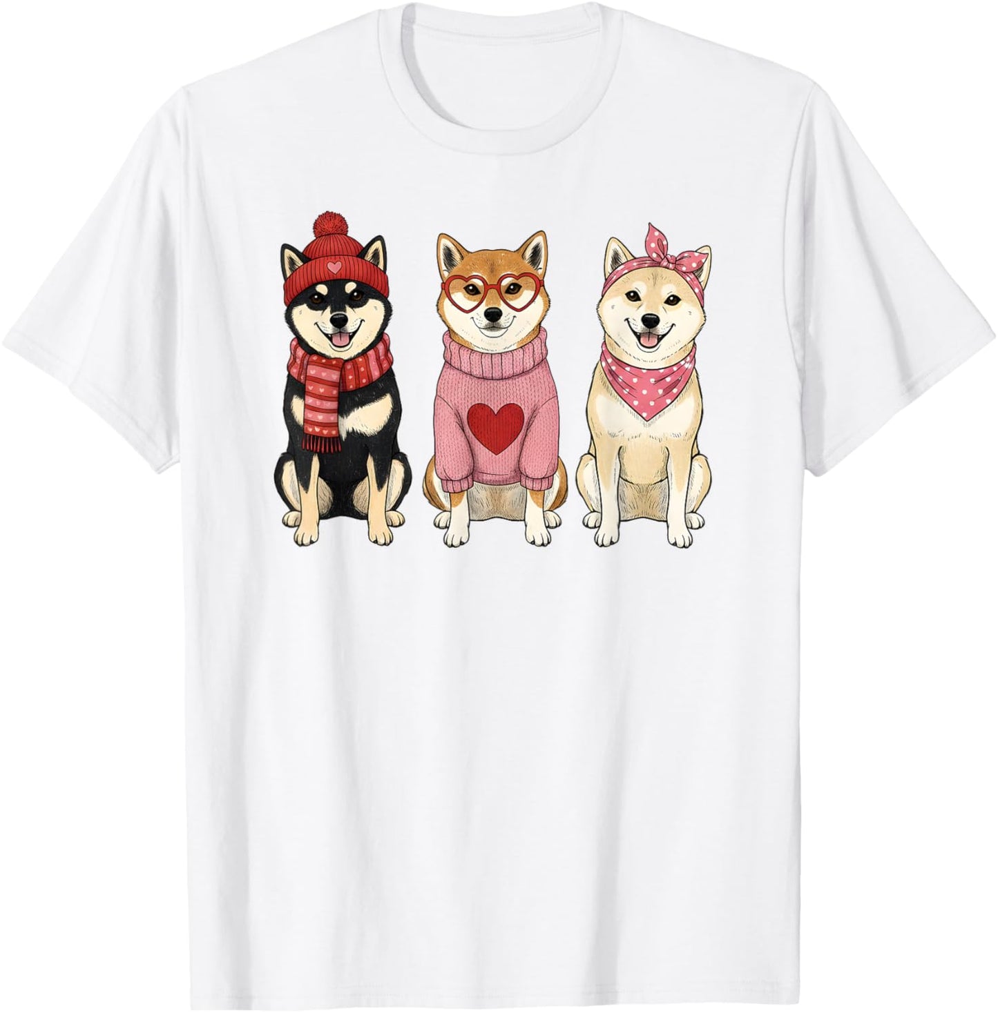 Cute Shiba Inu Valentine Dog T-Shirt - T-Shirt | White