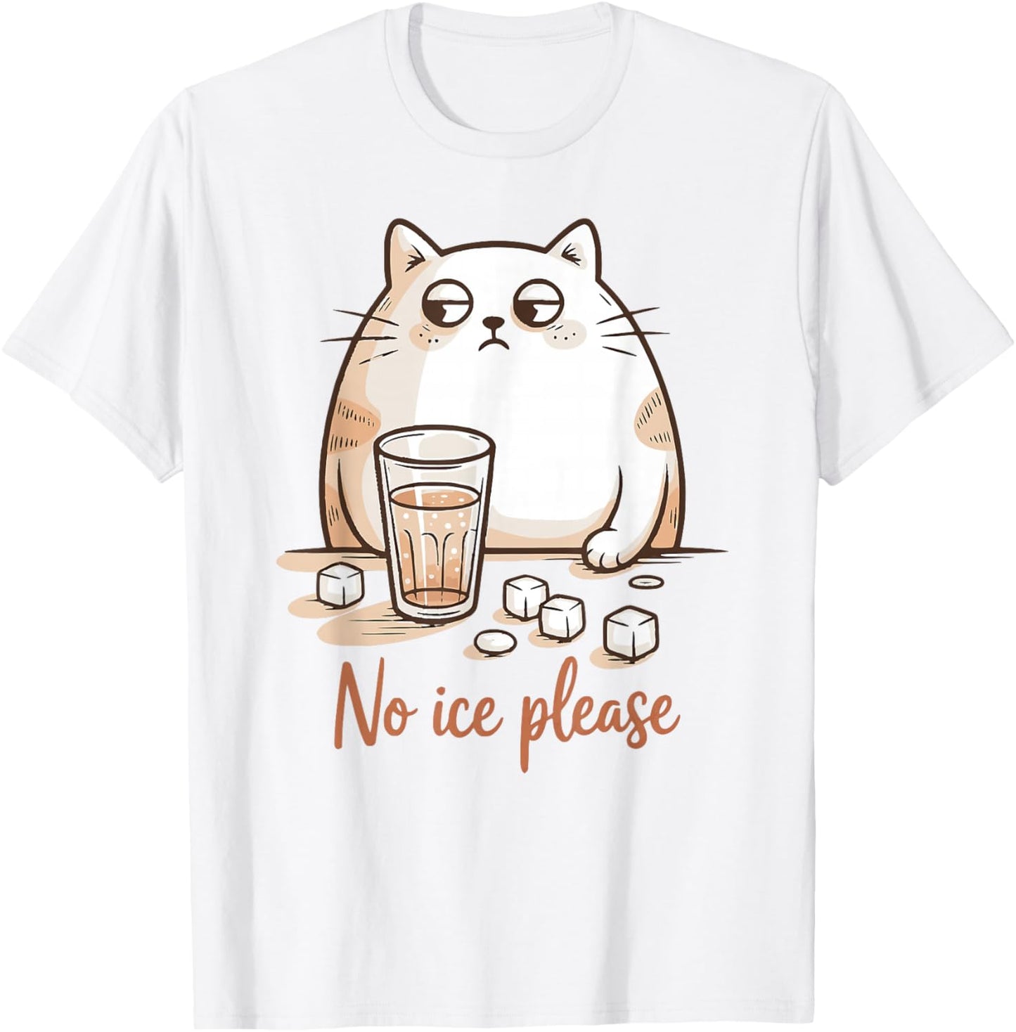 No Ice Please Cat Coffee Humor Artwork T-Shirt - T-Shirt | White