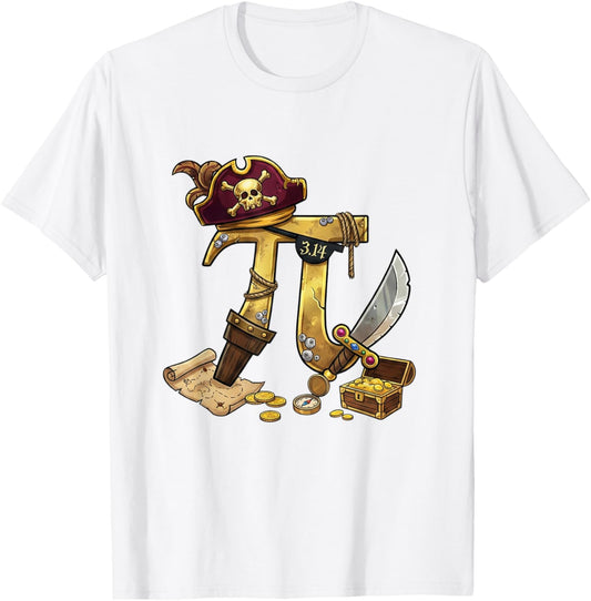 Pi Rate Pirate Pi Day 3.14 Math Pun Nerd Men Women Kids T-Shirt - T-Shirt | White