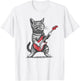 Vintage Cat Playing Guitar T-Shirt - T-Shirt | White