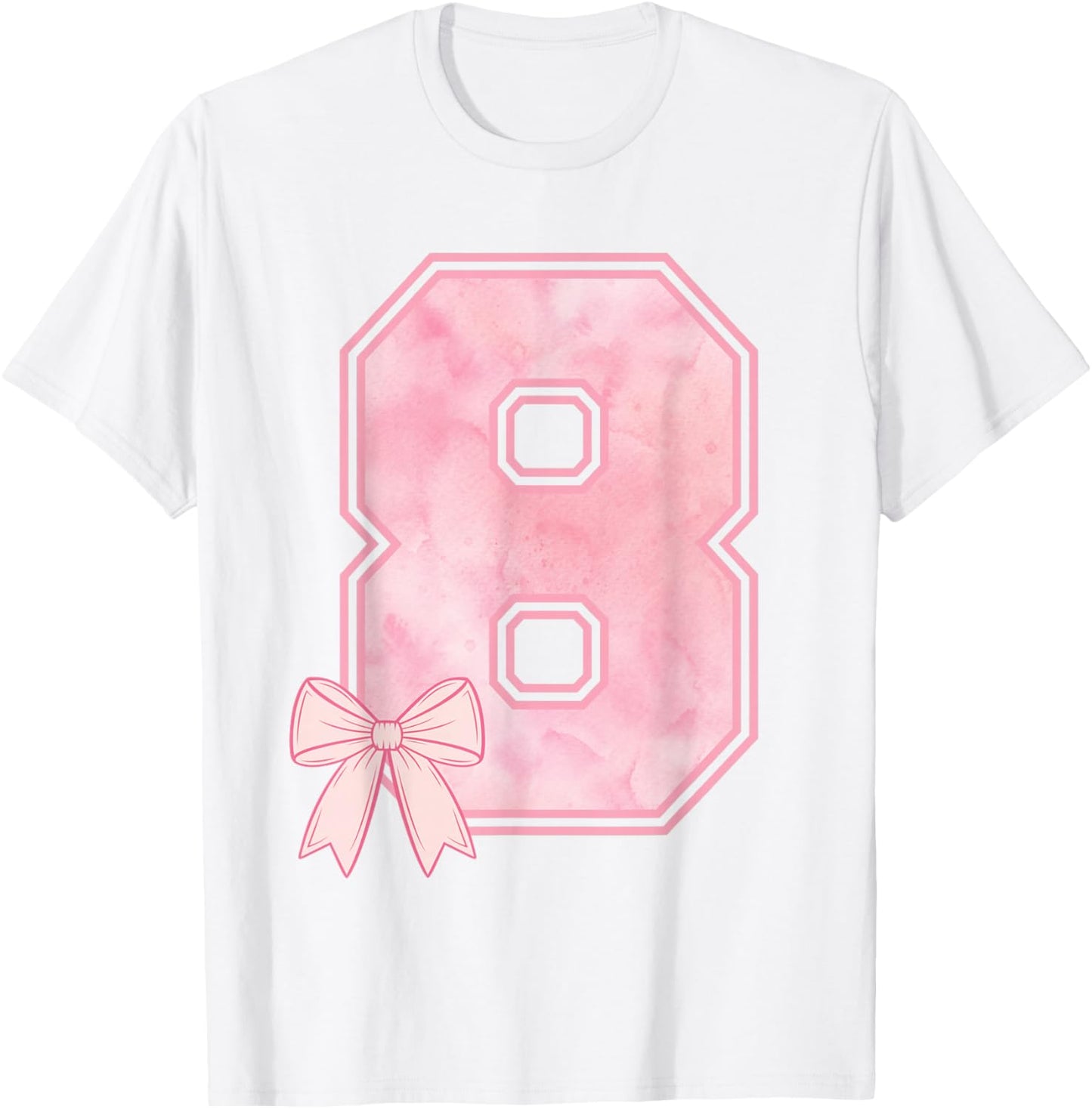 8th Coquette Birthday Party Eight Year Old Girl Coquette Bow T-Shirt - T-Shirt | White