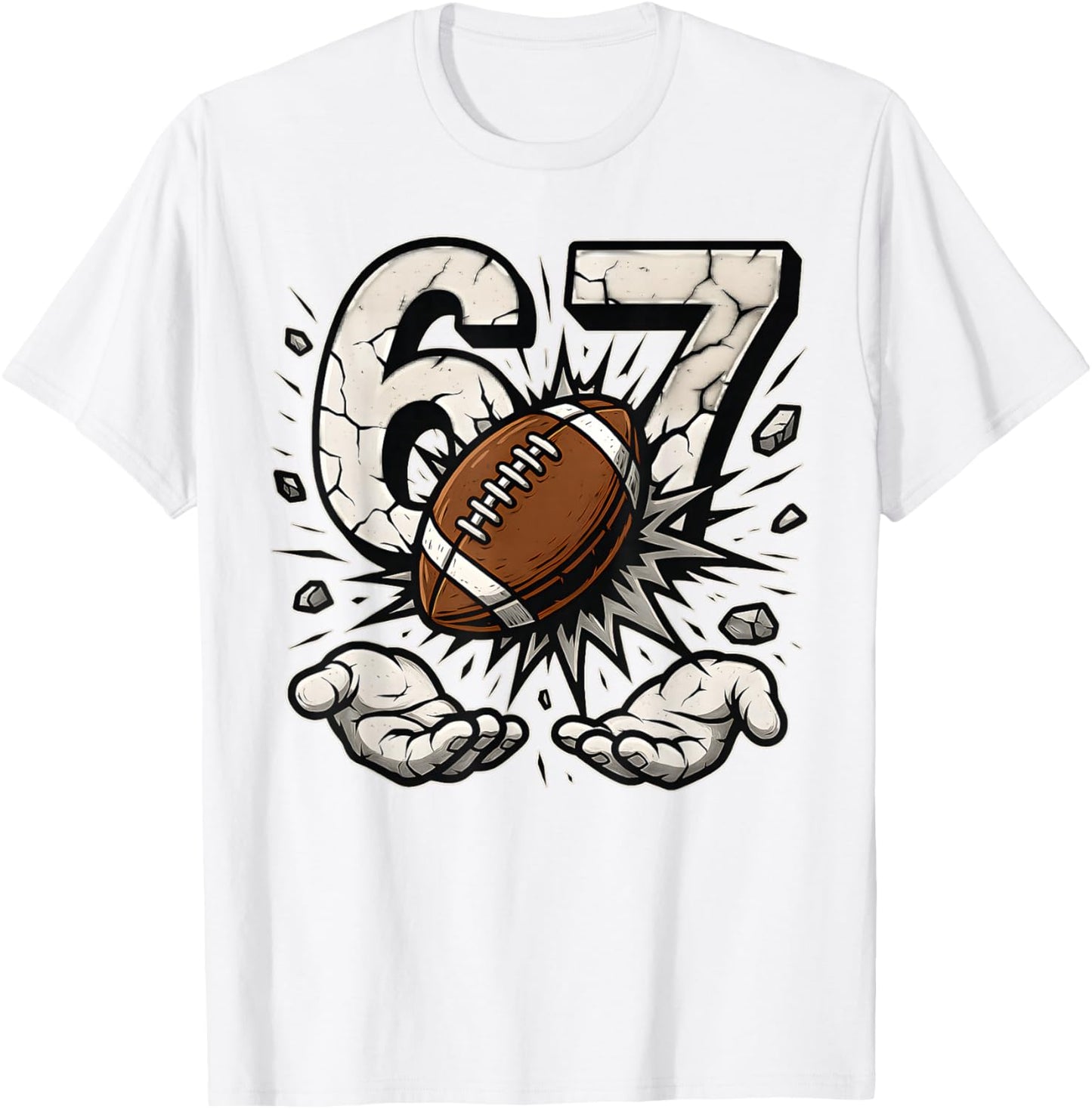 Funny 67 Six Seven American Football 6 7 Meme Gen Alpha T-Shirt - T-Shirt | White