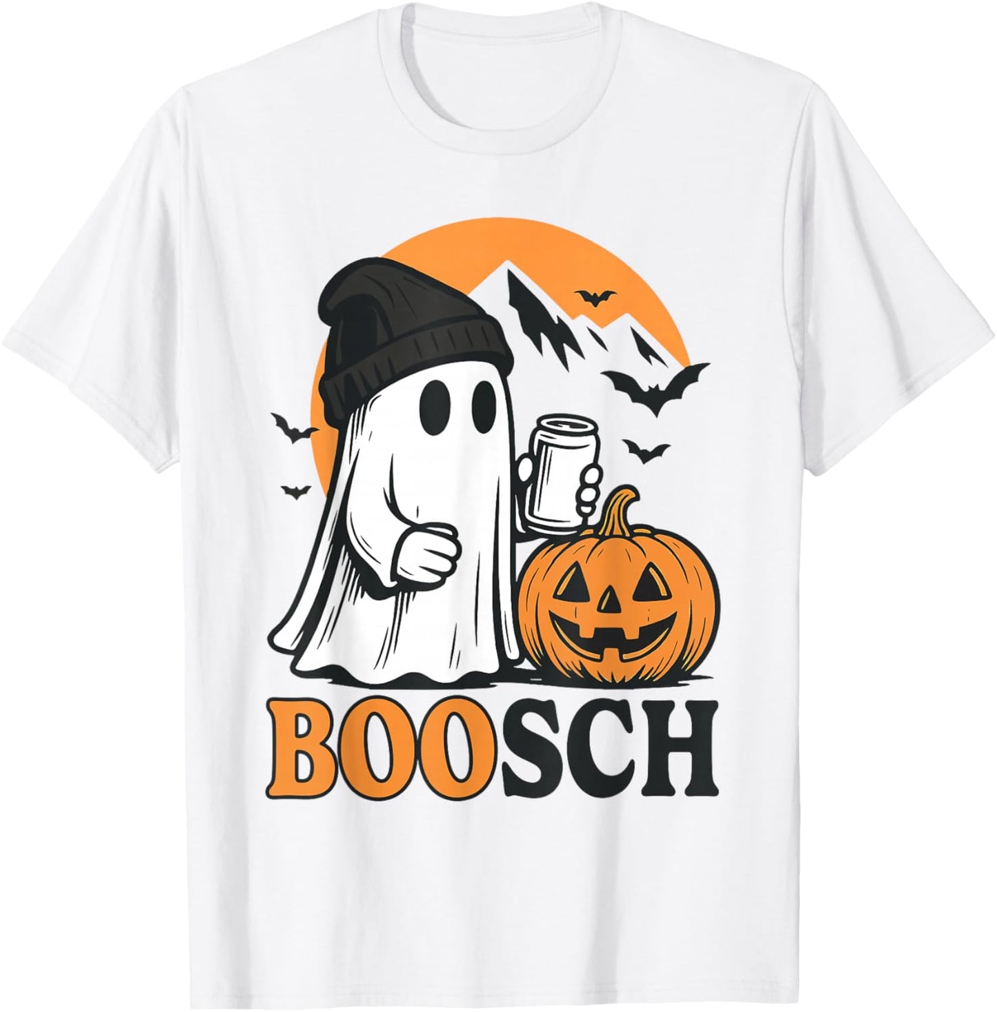 Boosch Ghost Beer Drinking Pumpkin Halloween Party Night T-Shirt - T-Shirt | White