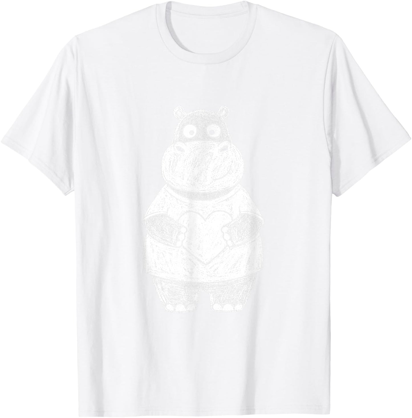 Ugly Hippo Sketch Cute Kids Valentines Days T-Shirt - T-Shirt | White