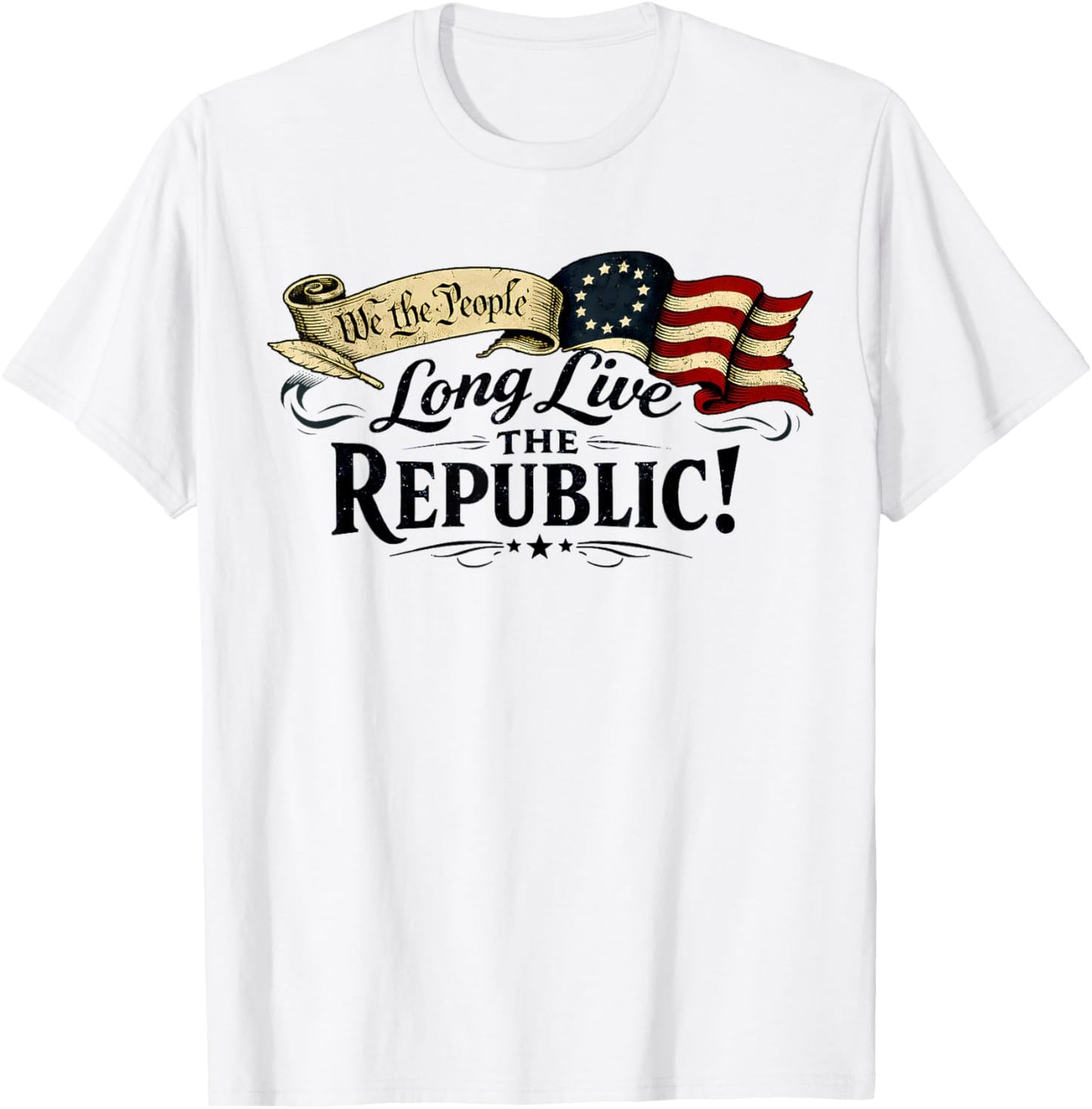 Long Live The Republic USA 1776 2026 Patriotic 4th of July T-Shirt - T-Shirt | White