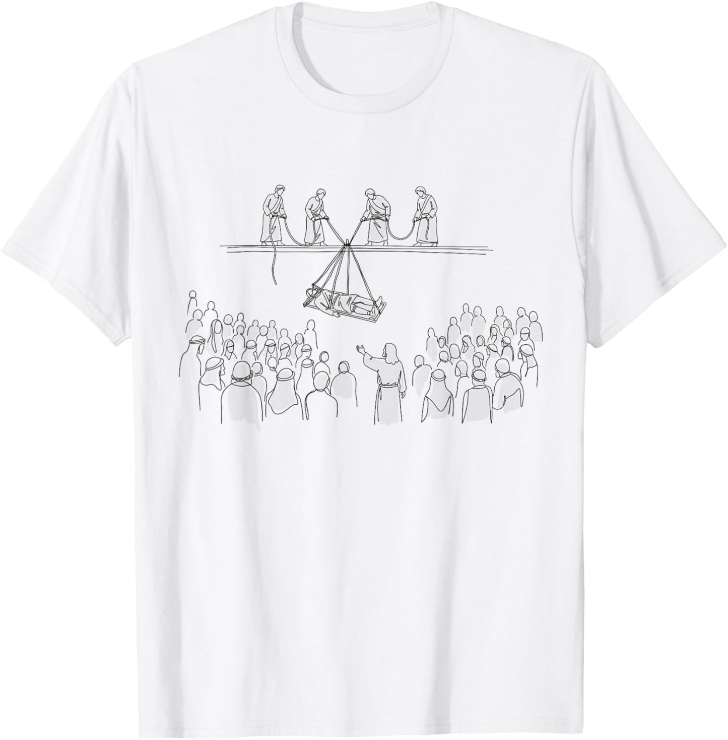 Jesus Healing Paralyzed Man Christian Faith Based Religious T-Shirt - T-Shirt | White