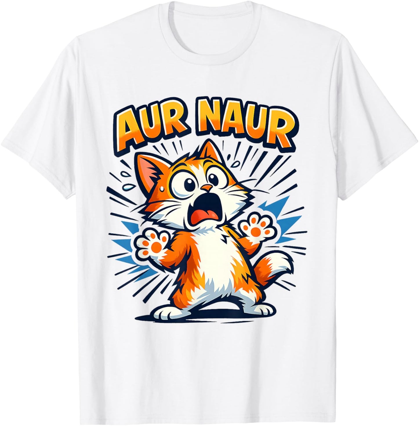 AUR Naur Cat Meme Aussie Accent Australian Slang Oh No Humor T-Shirt - T-Shirt | White