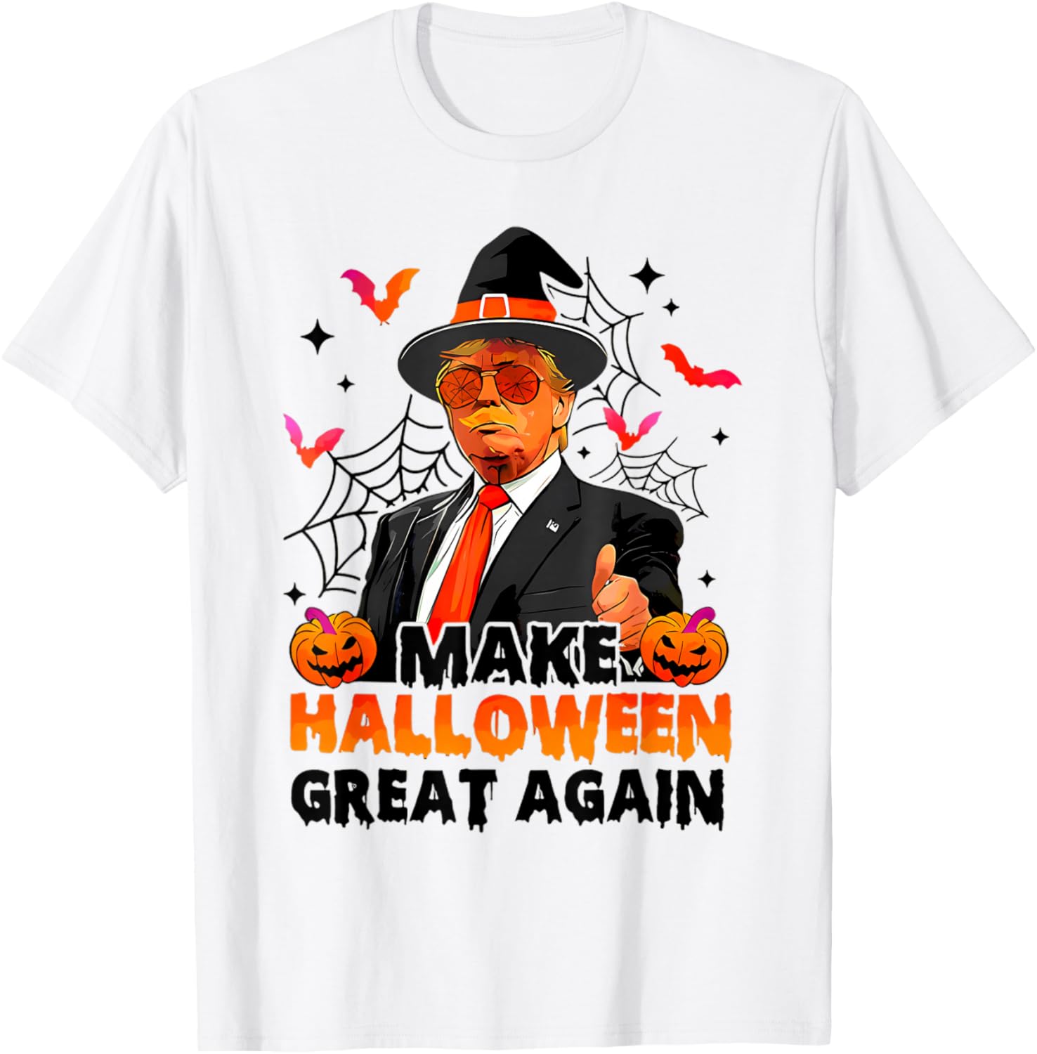 Make Halloween Great Again Funny Trump Spooky Trick Or Treat T-Shirt - T-Shirt | White