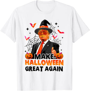 Make Halloween Great Again Funny Trump Spooky Trick Or Treat T-Shirt - T-Shirt | White