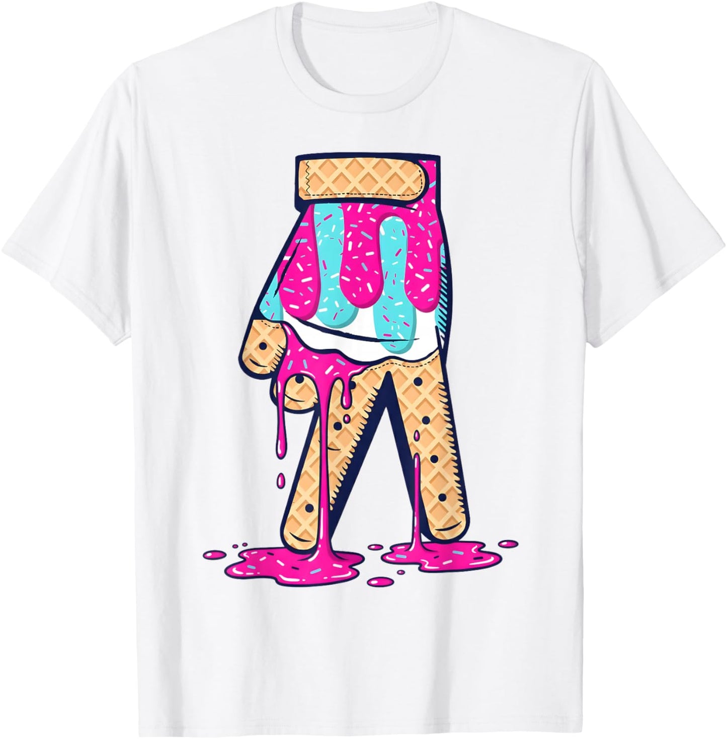 Baseball Ice Cream Drip Boys Glove Sprinkles Baseball Lover T-Shirt - T-Shirt | White