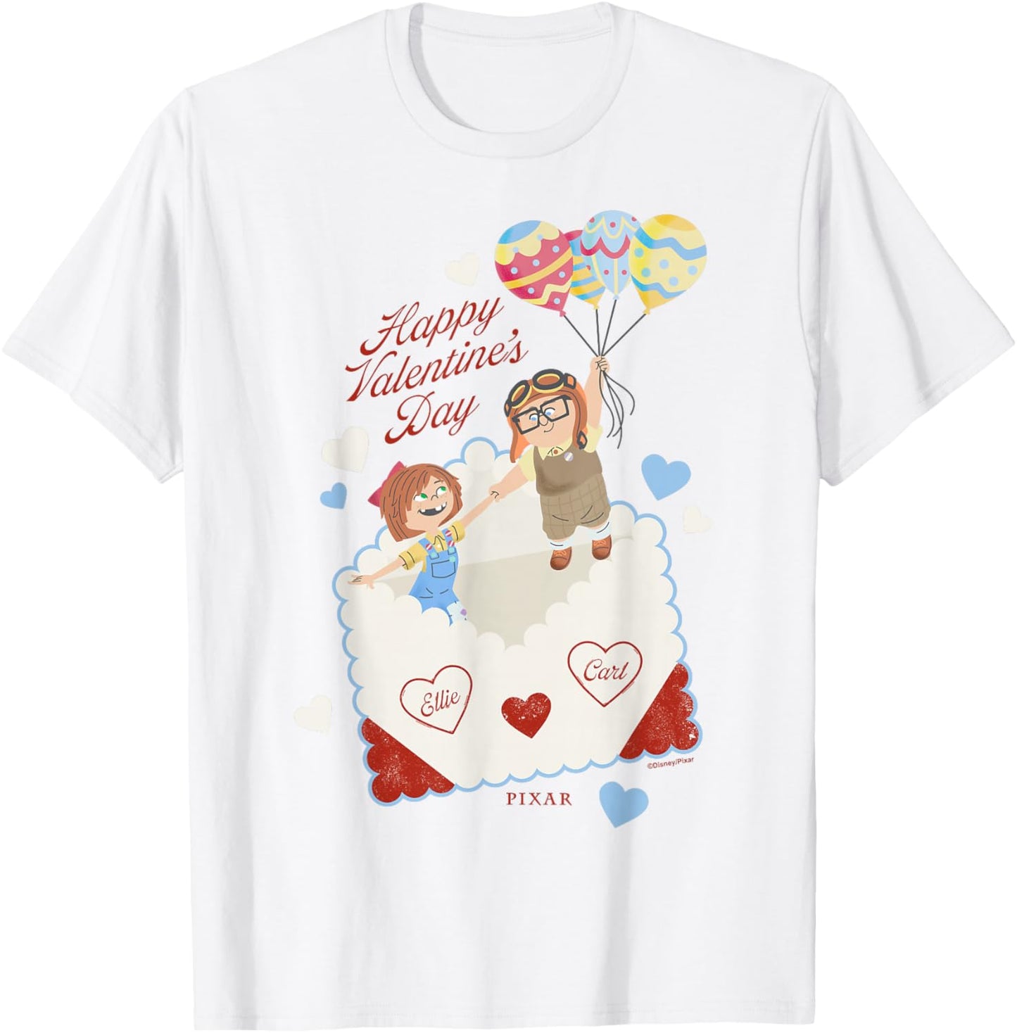 Disney Pixar Up Carl and Ellie Valentines Balloons T-Shirt - T-Shirt | White