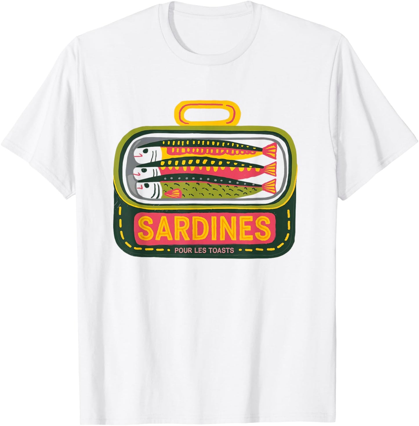 Sardine Tin Pop Art Design Vintage Food Fish T-Shirt - T-Shirt | White