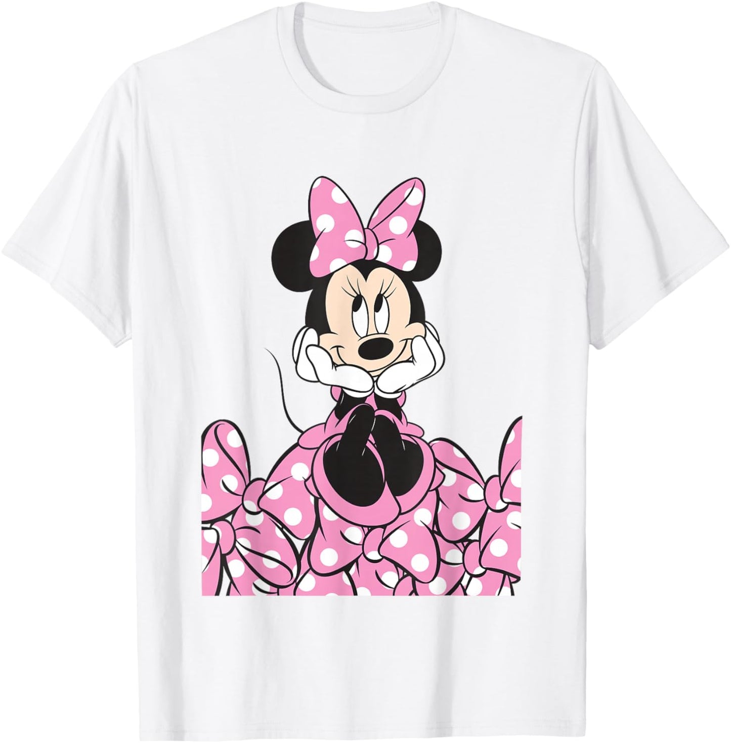 Disney Mickey and Friends Minnie Pink Polka Dot Bow Stack T-Shirt - T-Shirt | White