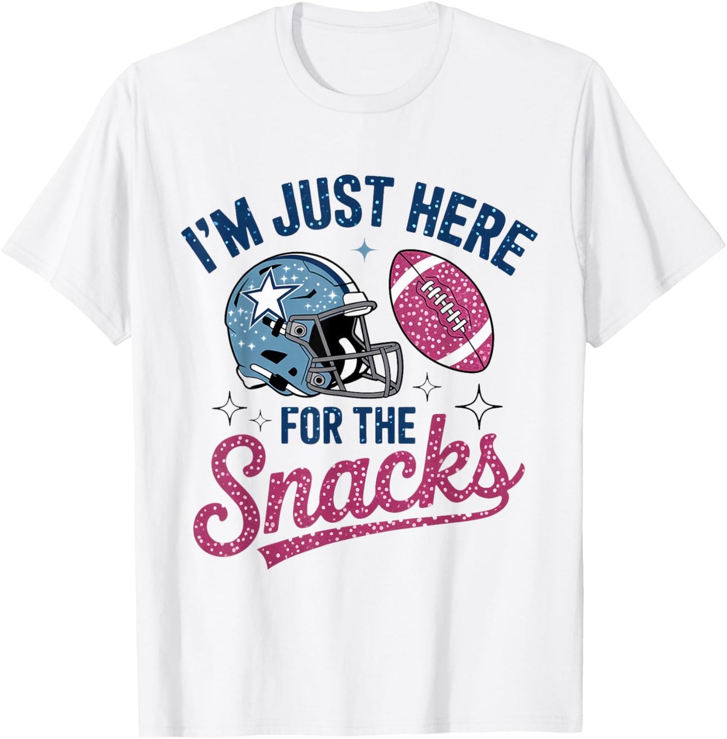 I'm Just Here for The Snacks Funny Football Game Day T-Shirt - T-Shirt | White