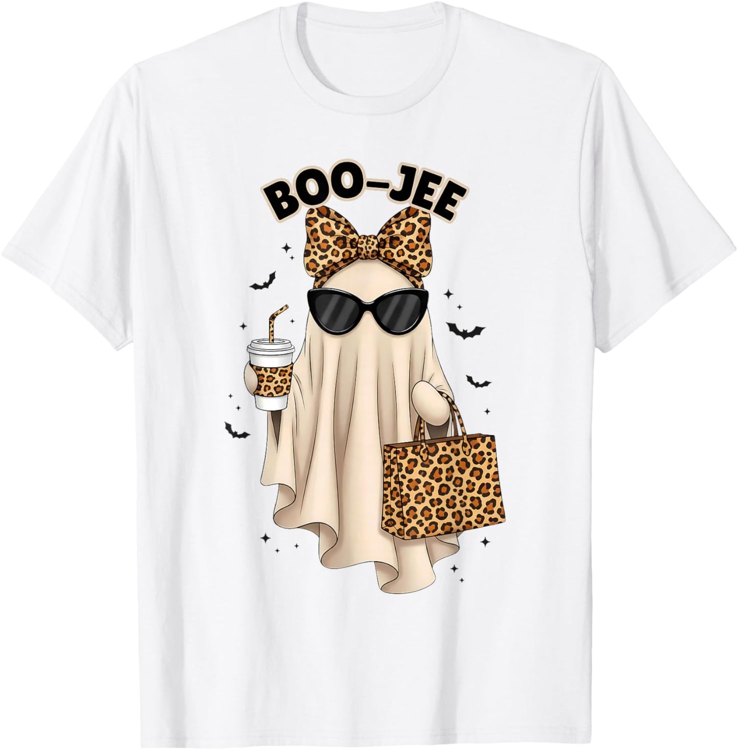 Boo JEE Boujee Ghost Halloween October Vibes Spooky Ghost T-Shirt - T-Shirt | White