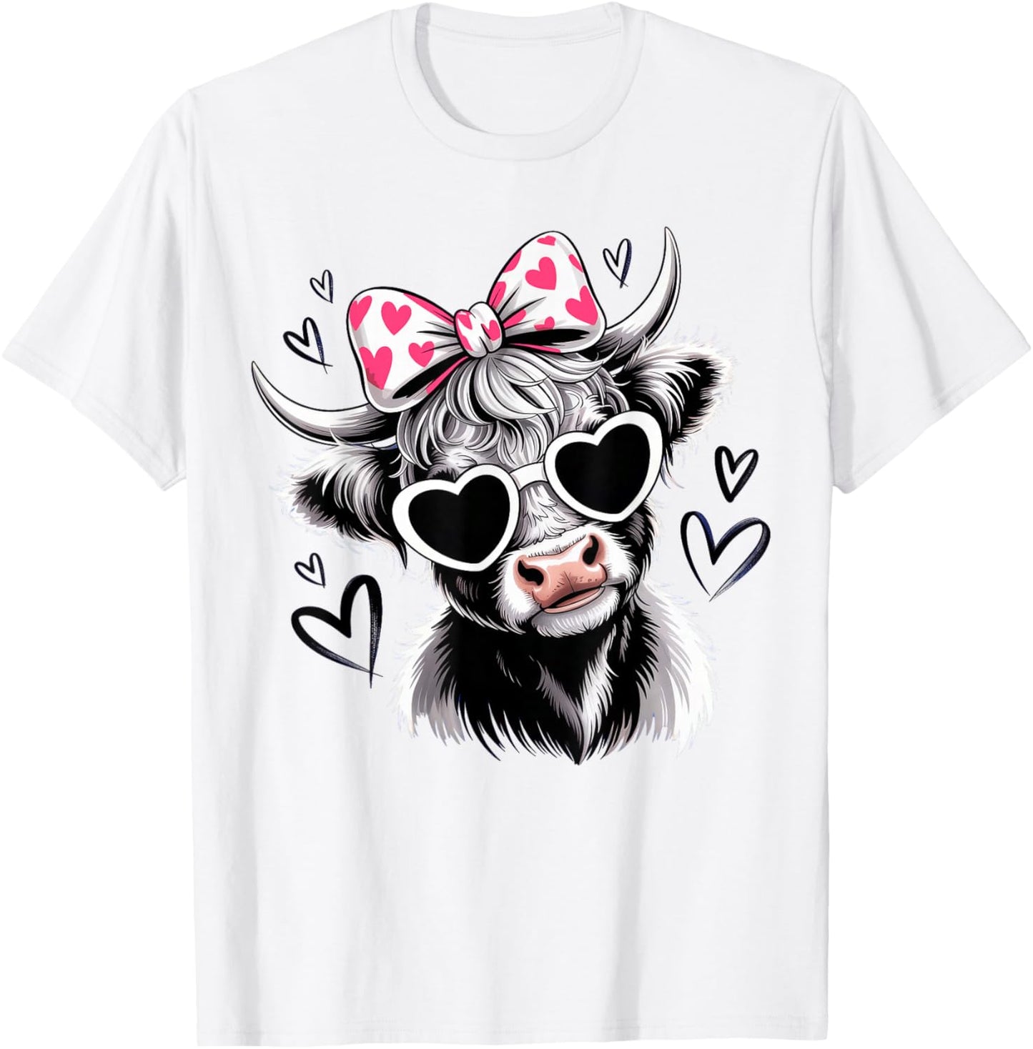 Valentine Highland Cow T-Shirt - T-Shirt | White