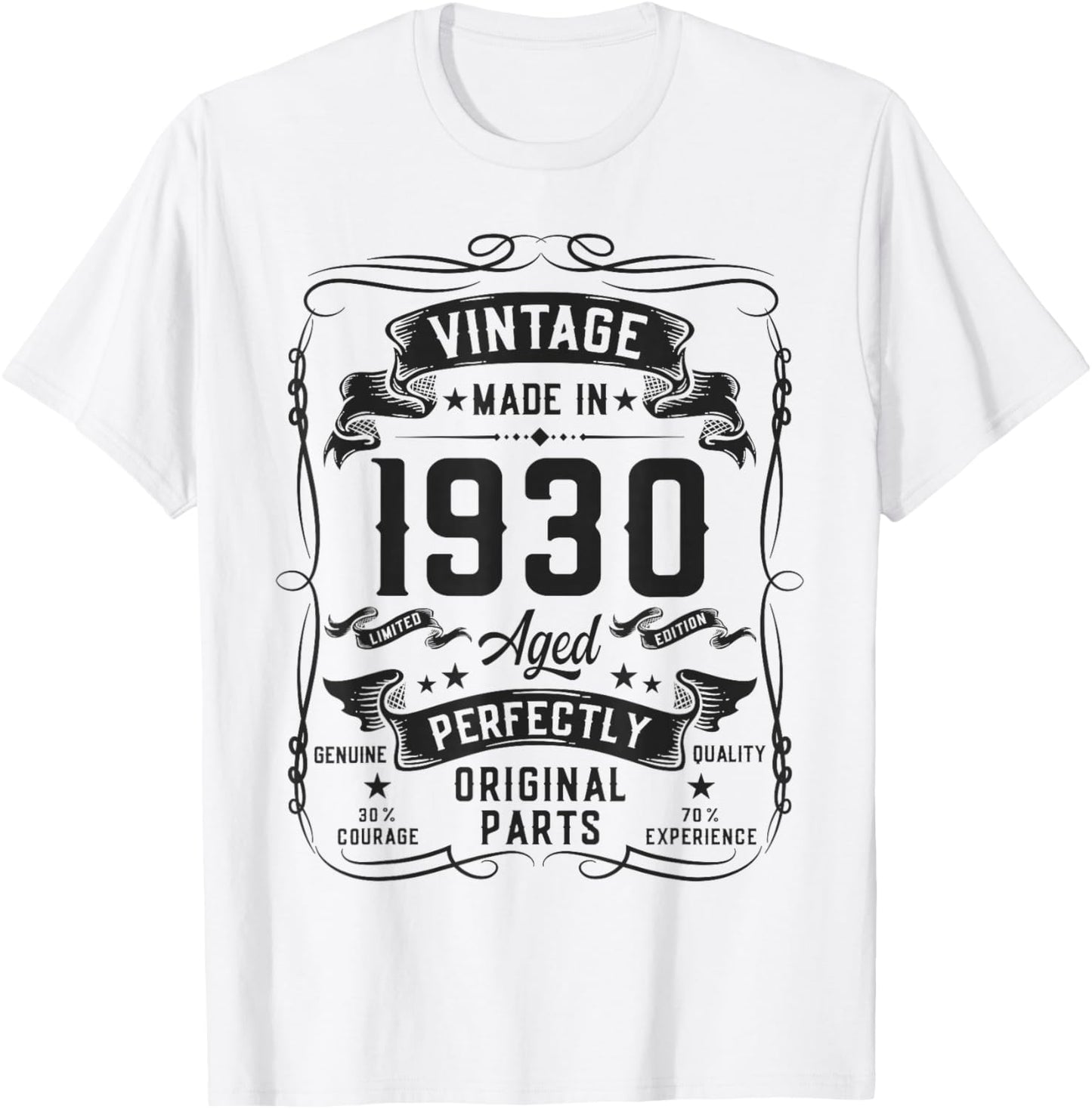 Vintage 1930 96yr 96th Birthday Gifts 96 Years Old T-Shirt - T-Shirt | White