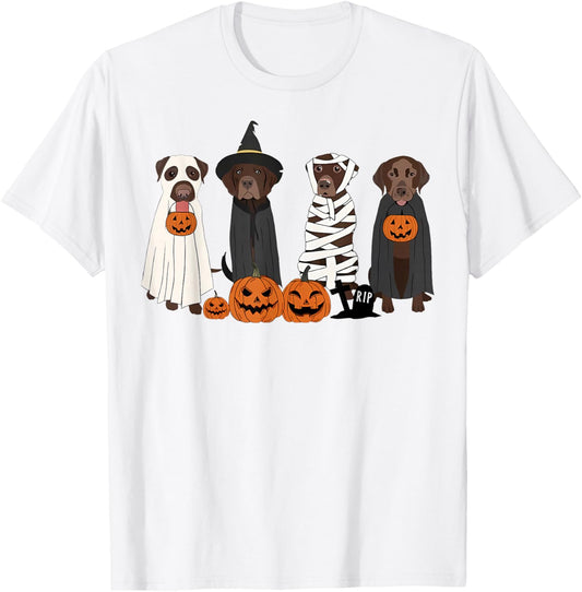 Halloween Brown Labrador Ghost Spooky Chocolate Lab Dog Mama T-Shirt - T-Shirt | White