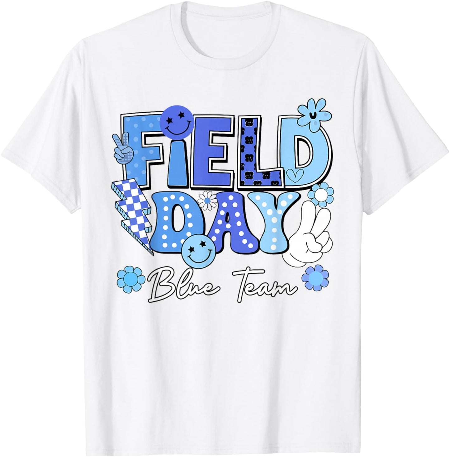 Field Day Blue Team Funny for Teacher Kids Field Day Games T-Shirt - T-Shirt | White