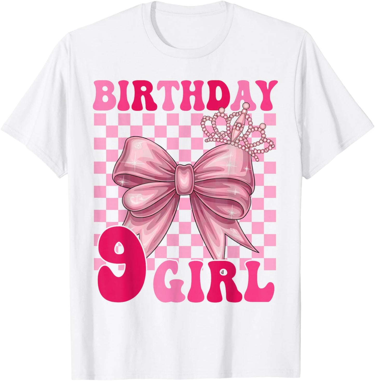 Its My 9th Birthday Girl Coquette Bow 9 Year Old Party Girl T-Shirt - T-Shirt | White