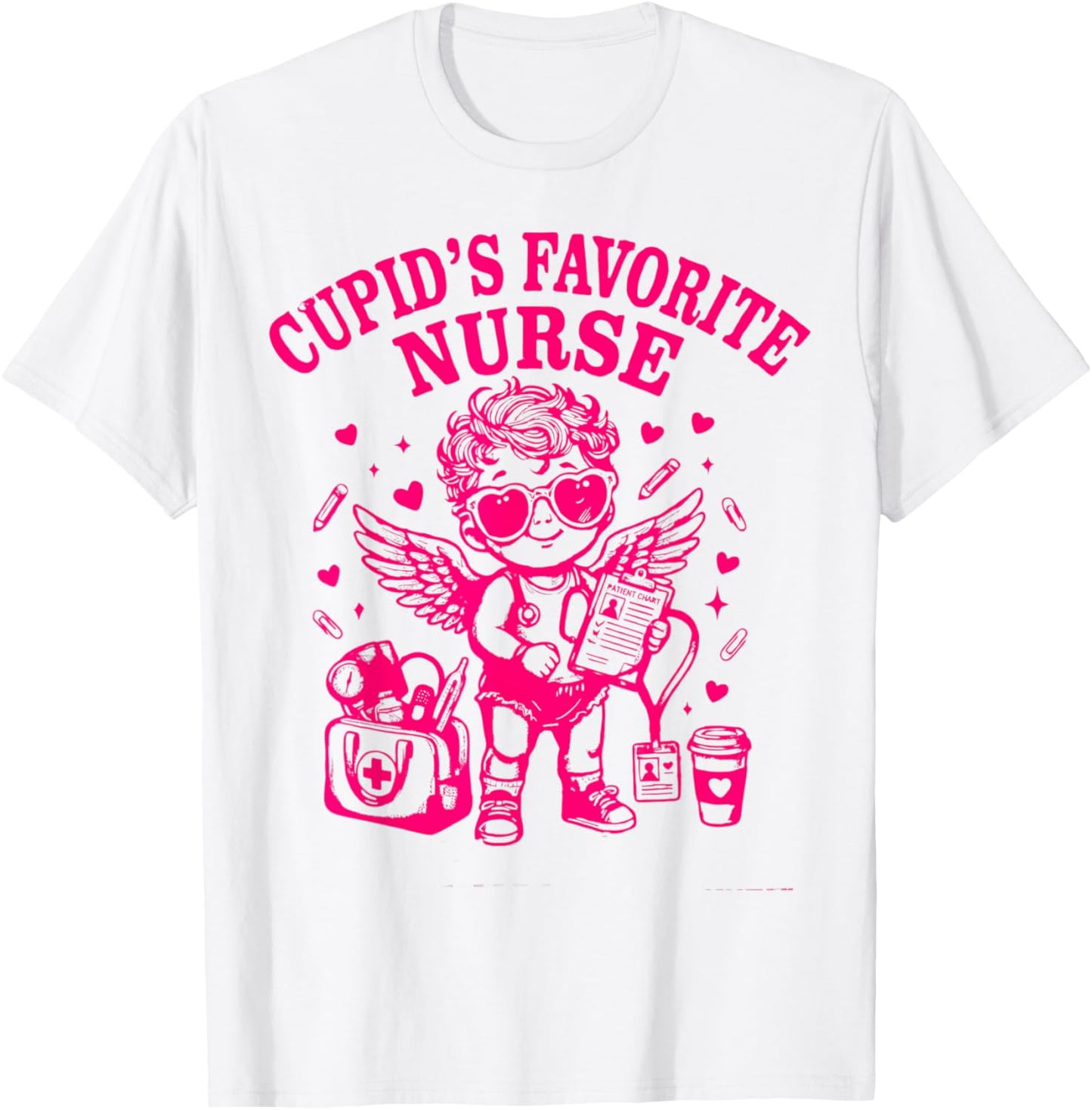 Cupid’s Favorite Nurse Valentines Funny Nurse Cupid Women T-Shirt - T-Shirt | White