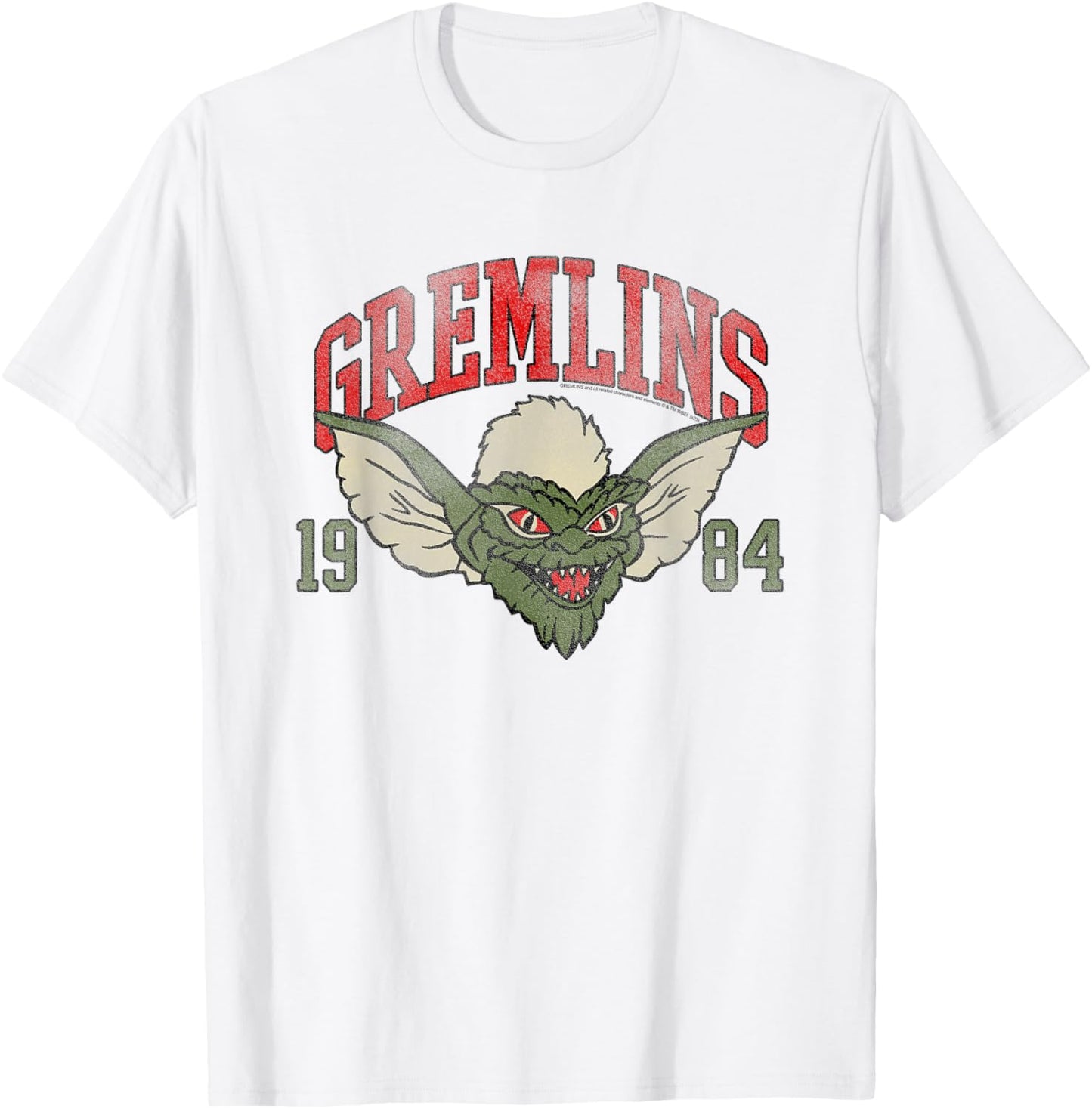 Gremlins 1984 Athletic Logo Illustration Vintage 80's Movie T-Shirt - T-Shirt | White