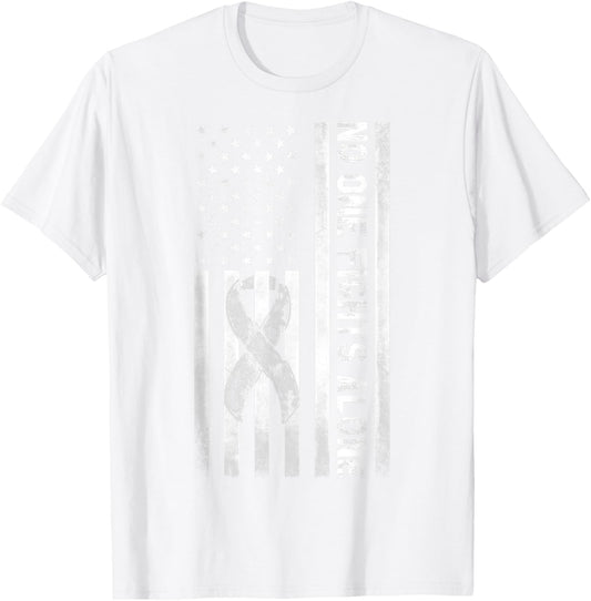 Pink Color Novelty No One Fights Breast Cancer Alone T-Shirt - T-Shirt | White