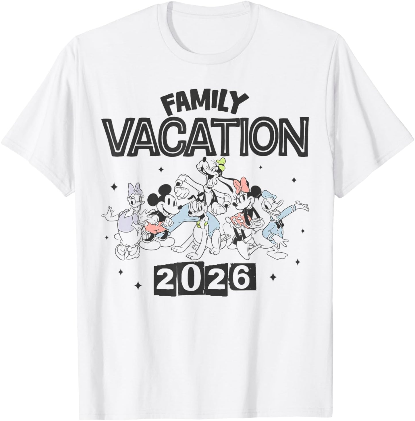 Disney Mickey and Friends Family Vacation 2026 Full Party T-Shirt - T-Shirt | White