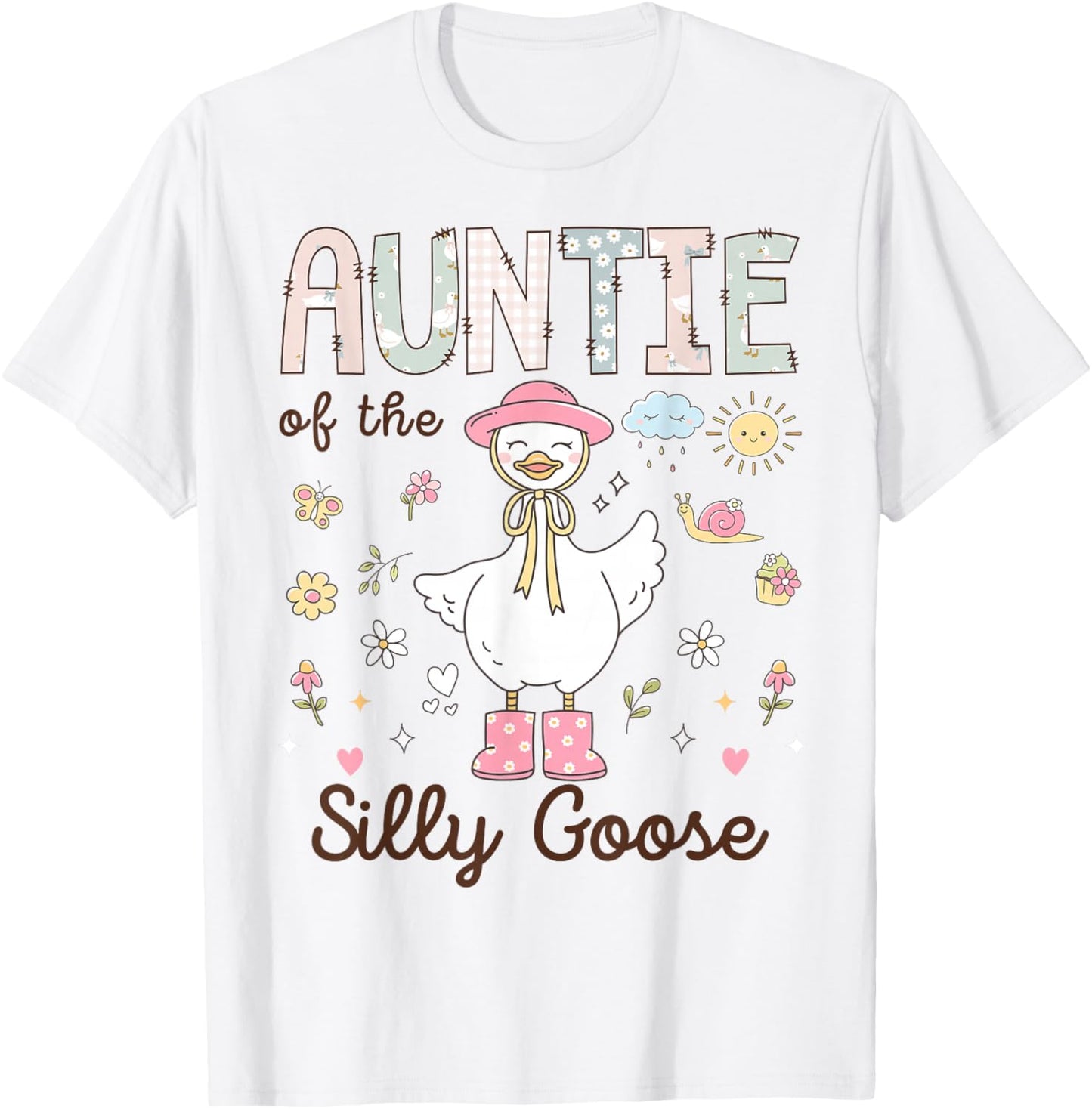 Auntie of The Silly Goose First Birthday Girl Family T-Shirt - T-Shirt | White