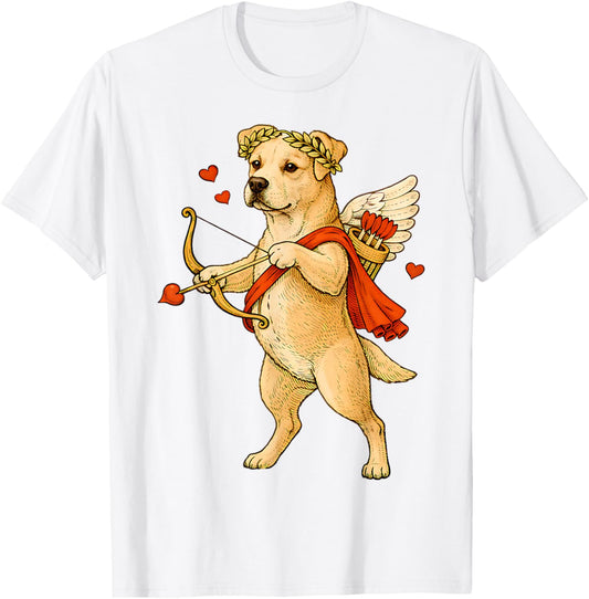 Valentine's Yellow Labrador Retriever Cupid for Dog Lover T-Shirt - T-Shirt | White