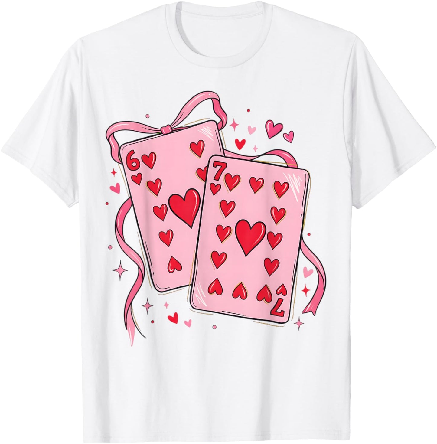 Playing Cards Valentine 6 7 67 Six Seven Valentines Funny T-Shirt - T-Shirt | White