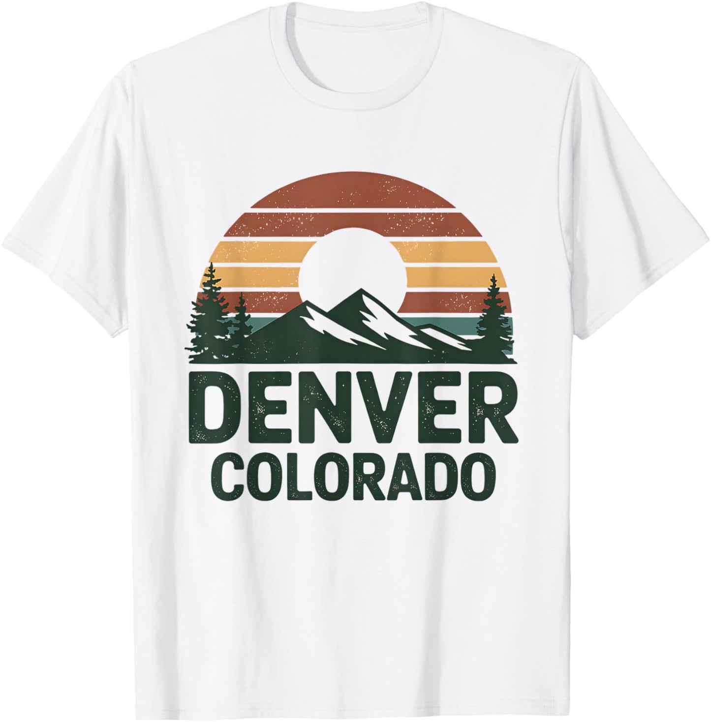 Denver Colorado Retro Mountain Sunset Landscape T-Shirt - T-Shirt | White