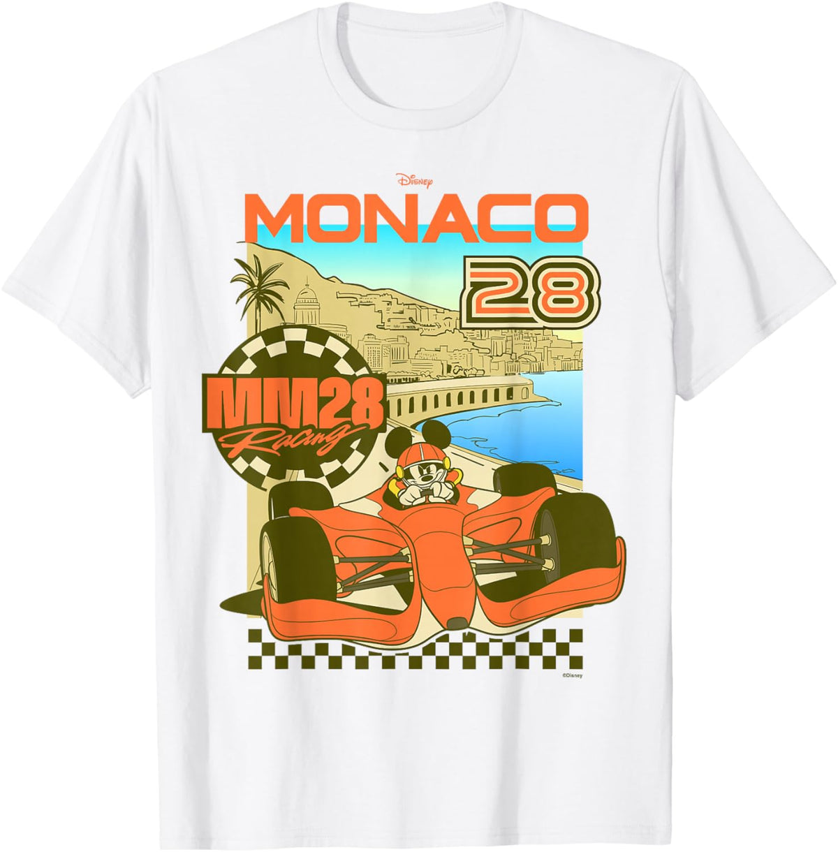 Disney Mickey and Friends Monaco 28 Racing Poster T-Shirt - T-Shirt | White