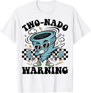 Two Nado Warning Tornado 2nd Birthday 2 Year Old Boys Kids T-Shirt - T-Shirt | White