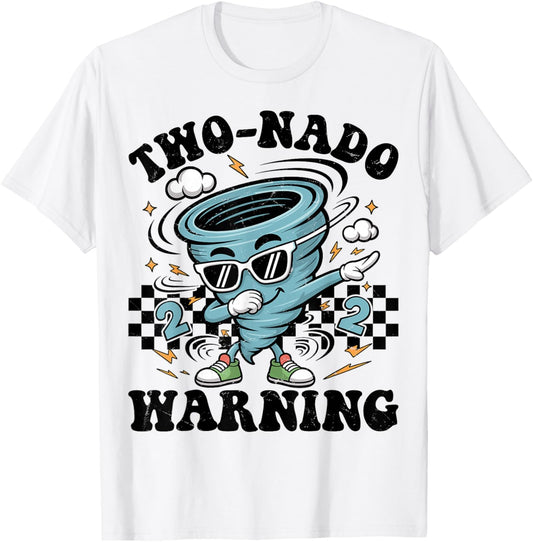 Two Nado Warning Tornado 2nd Birthday 2 Year Old Boys Kids T-Shirt - T-Shirt | White